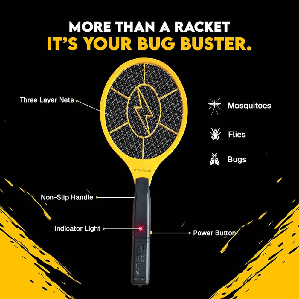 Pack of 2 Electric Fly Swatter Bug Zapper Battery Operated Flies Killer Indoor & Outdoor Pest Control Mosquito Zapper and Insect Catcher Racket (Packing May Vary)