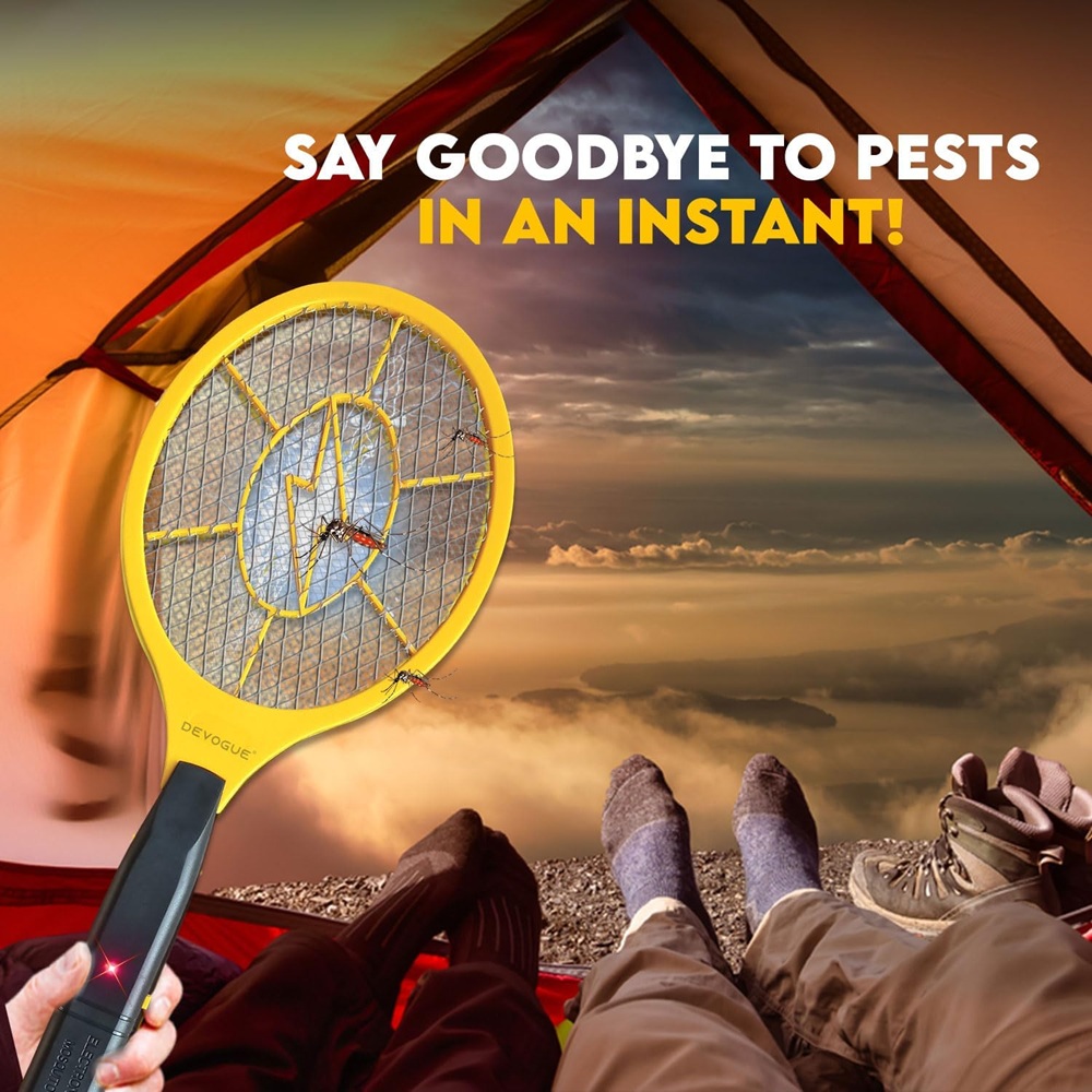 Pack of 2 Electric Fly Swatter Bug Zapper Battery Operated Flies Killer Indoor & Outdoor Pest Control Mosquito Zapper and Insect Catcher Racket (Packing May Vary)